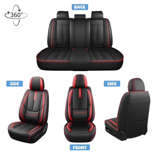 Image of ILMO Seat Covers for Chevy Silverado 1500 2007-2026 (Black&Red,Full Set)