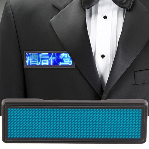 Badge nominatif programmable bleu avec mini écran LED numérique Garosa - 3