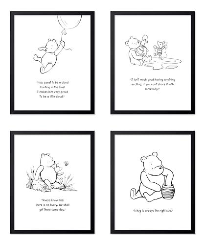 Poster Winnie l'Ourson 20x25 cm | Déco murale nuage poétique pour chambre bébé