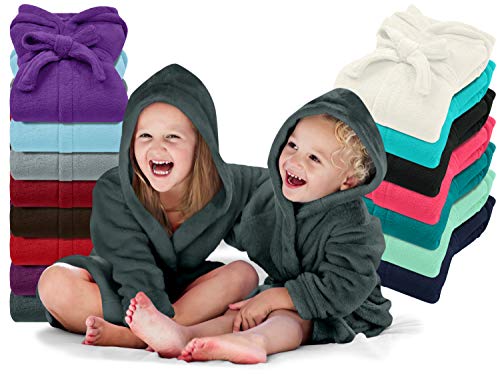 EMILY´S CHECK Kinder Bademantel - Kuschelfleece für Jungen u...