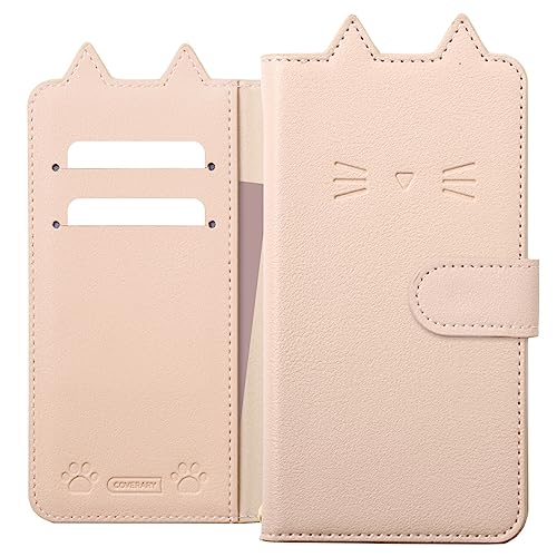 COVERARY Xiaomi Redmi 12C ケース 手帳型 シャオミ ベルト付き マグネット内臓 カード入れ ポケット付き スタンド機能 横置き機能 スマホケース シンプル スマホカバー 全機種対応 全面保護 軽量 薄型 おしゃれ 人気 耐衝撃 猫