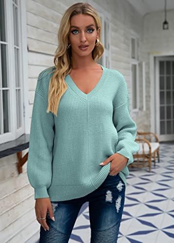 Womens Sweaters Women Casual V Neck Pullover Knitted Tops Loose Fashion Sweater Color Block and Solid Color 3 Womens Sweaters Women Casual V Neck Pullover Knitted Tops Loose Fashion Sweater Color Block and Solid Color