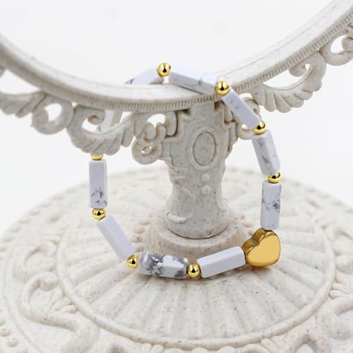 Image of Cuboid Love Elastic Bracelet, Crystal Energy Stone Anxiety Relief Yoga Jewelry for Women Male (Heart-shaped Charm Can Be Customized Name)