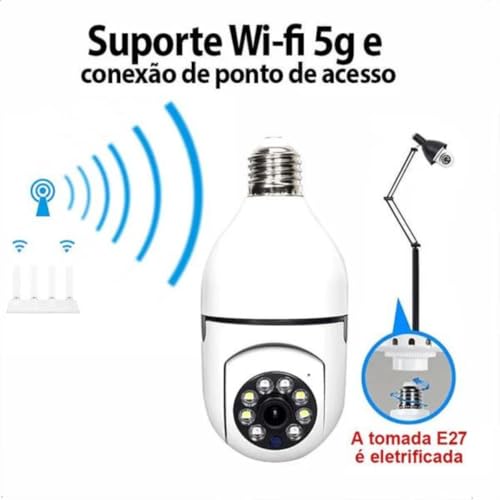 Câmera IP Lâmpada 8177 WiFi Full HD 1080p com Visão Noturna, Yoosee, Bivolt, Detecção de Movimento e