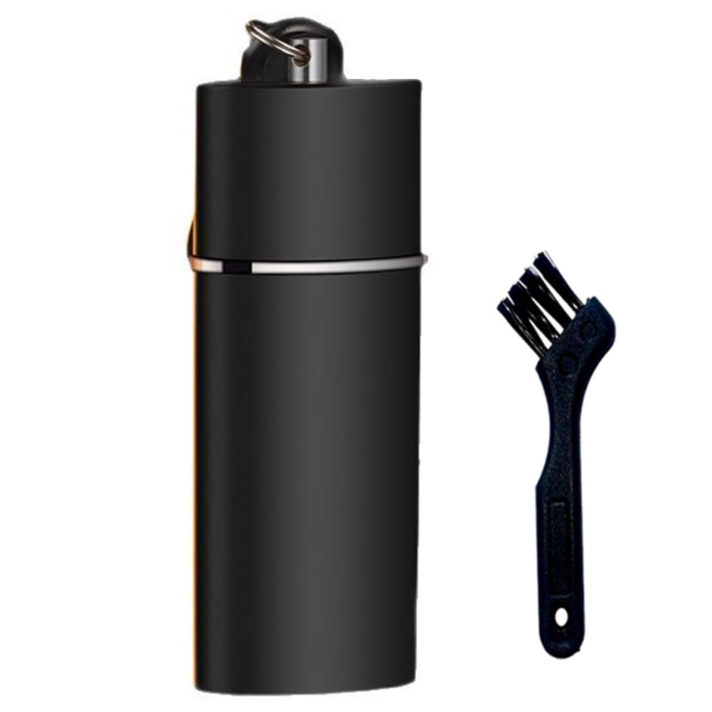 Introti Black Cigarette Butt Disposal Box Fireproof Compact Ashtray Outdoor Portable Mini Practical With Lid For Camping