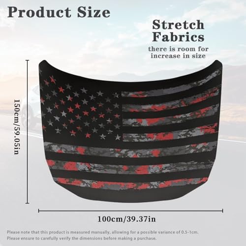 Image of Black American Flag Polyester Car Hood Cover, Universal Fit for Car, Truck, Van, SUV, Easy Installation, Waterproof, Elastic Fabric, Effortless Maintenance
