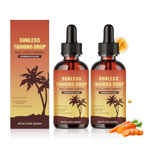 Sunless Tanning Drops to Dri/nk, Self Tanning Drops for Face and Body, Promotes Natural Skin Tone, Tans Without Sun, Moisturizing Tanning Agent for All Skin Types, 60ml (60ml*2)