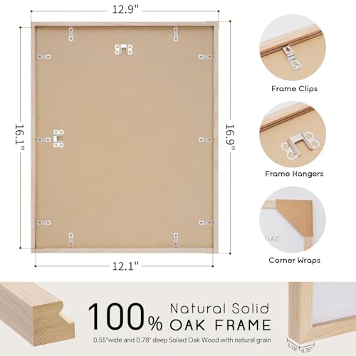 puthiac 12x16 Picture Frame Wood - 12 x 16 Poster Frame, 12 16 Oak Wood Picture Frame, 12 By 16 Frame, 12 x 16 Frame, 12x16 Picture Frames for Wall(3 Pack, Beige)