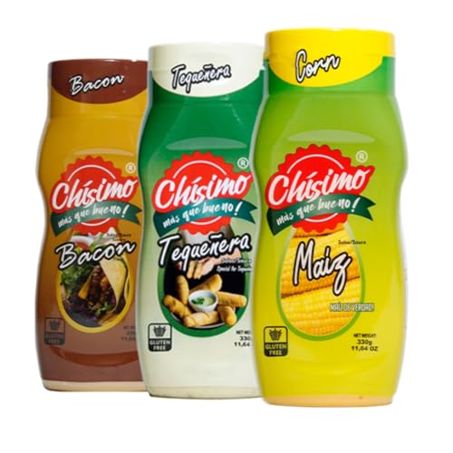Salsas Chísimo 3 Sabores, Paquete de 3, Tequeñera, Bacon, Maíz