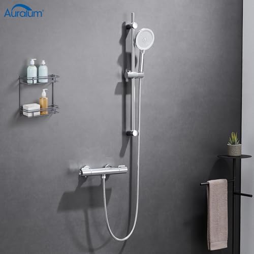 Barre de douche 70cm inox + douchette 4 jets Auralum