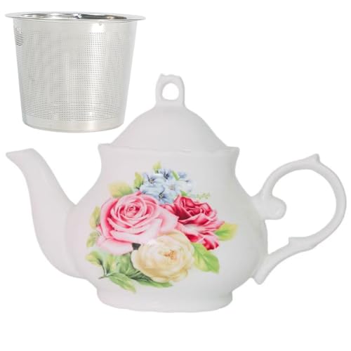 Image of Classic Vintage British Royal Style Ceramic Teapot, 30 oz Large Teapot, Perfect for Everyday Gatherings (Green, Large)