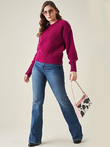 Image of Modeve Solid Round Neck Casual Women Sweater||Winterwear||