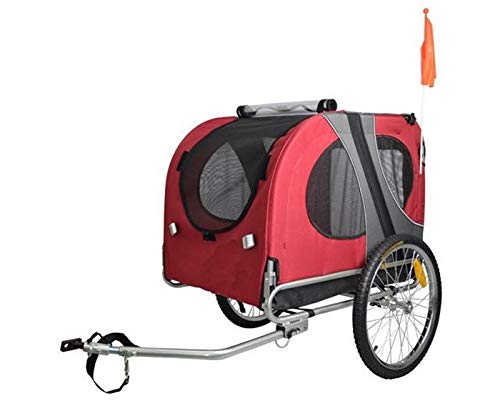 Remolque de bicicleta para mascotas ( perros medianos - grandes). Remolques con rueda delantera Jogger 12”. Barra de remolque + Pieza de enganche. Remolque de perros de GRAN CAPACIDAD. Reflectores + rejillas de ventilación.