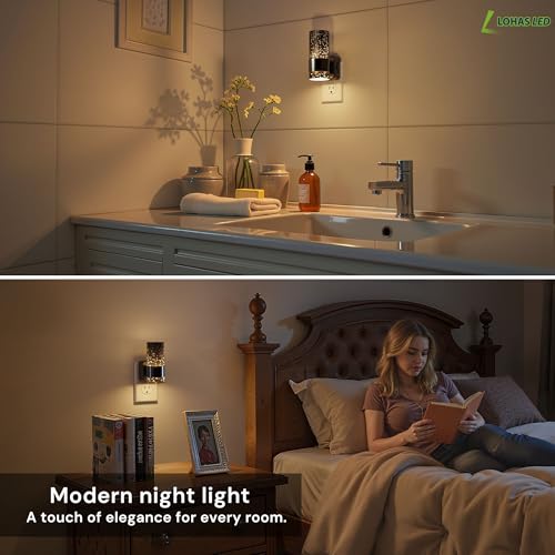 Image of L LOHAS LED Night Lights Plug into Wall, 2 Pack Acrylic Bubble Night Light,Dimmable Nightlight with 0-100 LM, 3000K Plug in Night Light with Dusk to Dawn Sensor, for Bathroom Hallway Bedroom