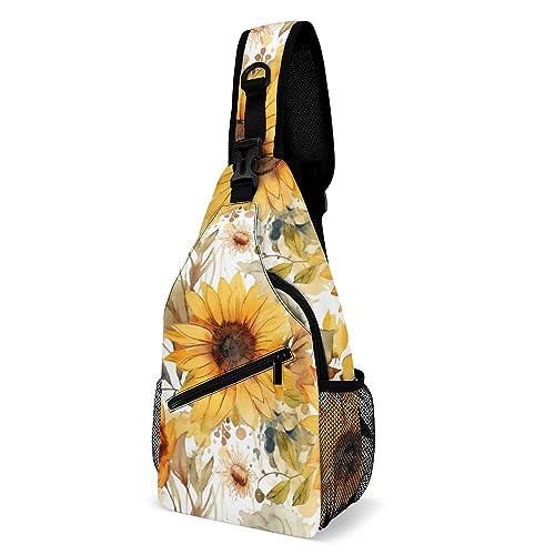 Sac bandoulière homme tournesols d'automne rétro mode en toile durable pour voyage