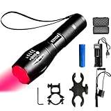 YZYOE Rechargeable Red Light Tactical Flashlight，500 Yard Red Light Zoomable Flashlight Observation Lights with Pressure Switch Universal Picatinny Rail Mount kit.