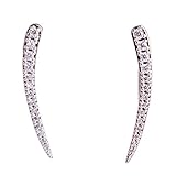 L&N Rainbery Bar shape Diamond Ear Climber Earrings Hypoallergenic 14K gold and silver climber earrings jewelry (Silver)