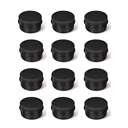 LXLK 12 Pack 5ML Black Aluminum Lip Balm Tins Cans Jars Empty Refillable Containers with Screw Lid...