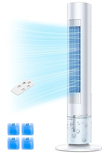Evaporative Air Cooler, BALKO 35-INCH Windowless Air Conditioner Portable for Room w/Removable Water Tank, Remote & 7H Timer, 60° Oscillation Swamp Cooler, Tower Cooling Fan for Bedroom Home Office Evaporative Air Cooler, BALKO 35-INCH Windowless Air Conditioner Portable for Room w/Removable Water Tank, Remote & 7H Timer, 60° Oscillation Swamp Cooler, Tower Cooling Fan for Bedroom Home Office