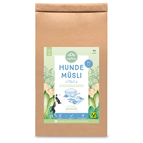 naftie Bio Hundeflocken Hundemüsli Vital mit Gemüse - Flocken-Mix für Hunde mit Hirseflocken Kokosflocken Karottenflocken - auch als Barf-Flocken - 3kg