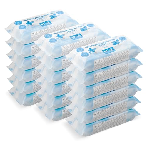by Amazon Ultrasensitive Babyfeuchttücher, 100{9f049d7b79019c647ae9f5a17461d6e9c71e1a41c47a29c8bf5f9b088ed79a81} pflanzliche Fasern, 99{9f049d7b79019c647ae9f5a17461d6e9c71e1a41c47a29c8bf5f9b088ed79a81} Wasser, 1080 Tücher, Unparfümiert, 18 Packungen à 60 Stück (zuvor unter der Marke Mama Bear geführt, identisches Produkt) by Amazon Ultrasensitive Babyfeuchttücher, 100{9f049d7b79019c647ae9f5a17461d6e9c71e1a41c47a29c8bf5f9b088ed79a81} pflanzliche Fasern, 99{9f049d7b79019c647ae9f5a17461d6e9c71e1a41c47a29c8bf5f9b088ed79a81} Wasser, 1080 Tücher, Unparfümiert, 18 Packungen à 60 Stück (zuvor unter der Marke Mama Bear geführt, identisches Produkt)