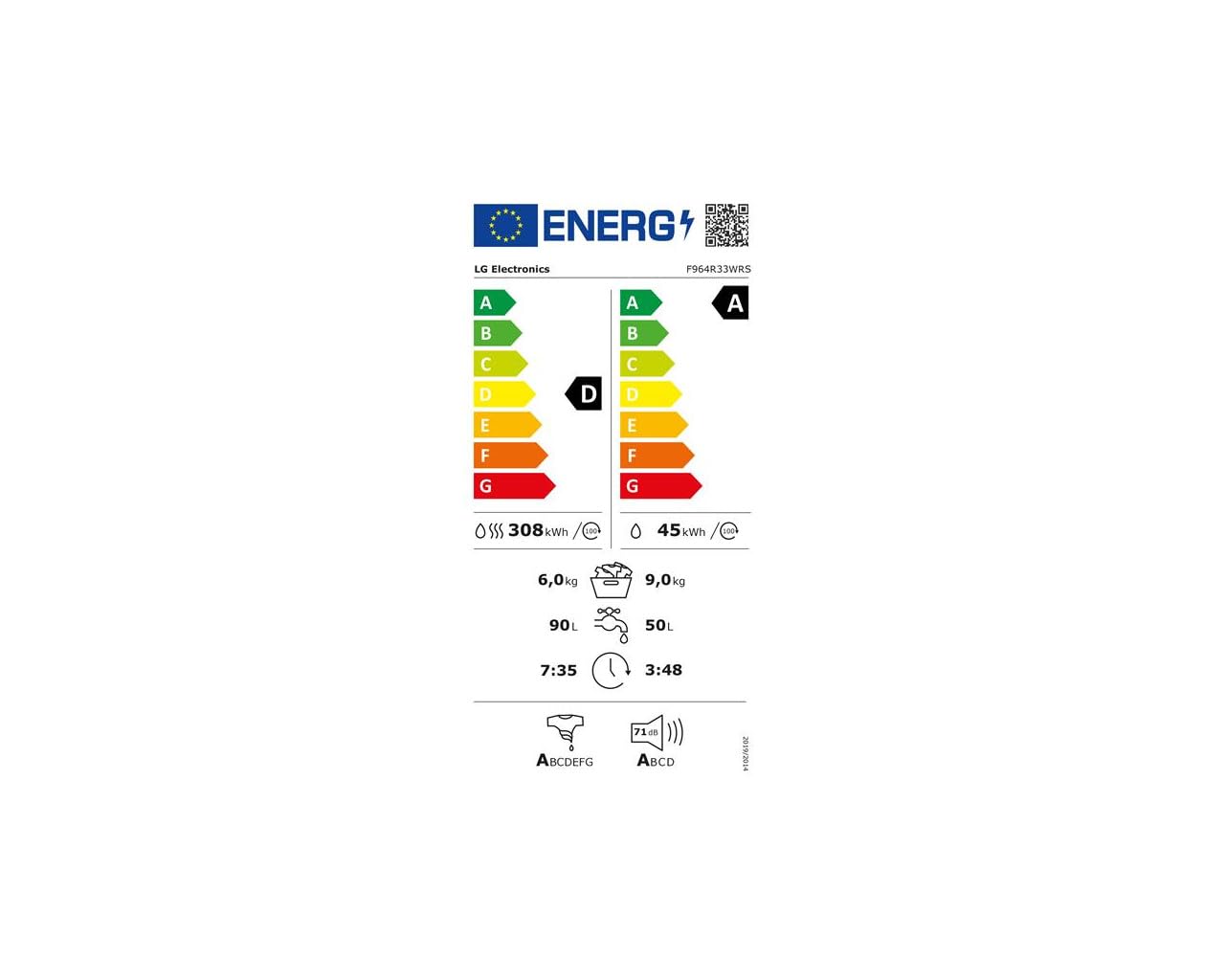 Lave-linge Séchant frontal 9/6kg 1400 Tours/min - F964R33WRS