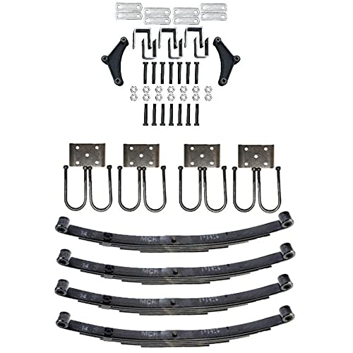 Trailer 6 Leaf Double Eye Spring Suspension and Tandem Axle Hanger Kit for 3 Tubes - 7000 Pound Axles