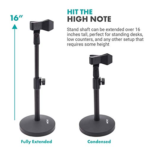 Movo Tmc-5 Heavy Duty Desktop Microphone Stand With Weighted Round Base And Mic Holder For Desk - 16" Extendable Microphone Desk Stand - Compact Metal Desktop Mic Stand For Podcasts, Gaming #TOP2