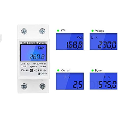 Digital Electricity Meter 220V 5(80) A Multifunction LED Display Single Phase Din Rail Energy Meter Cover