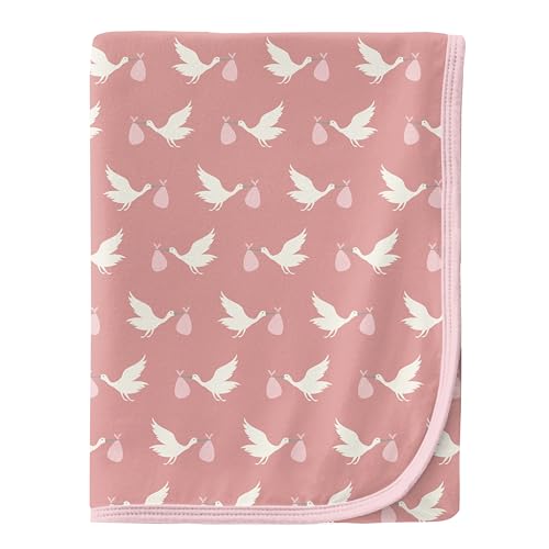Image of KicKee Swaddling Blanket, Made from Luxuriously Soft KicKee Signature Blend Fabric, Buttery Softness for Snuggling Your Baby (Blush Stork - One Size)