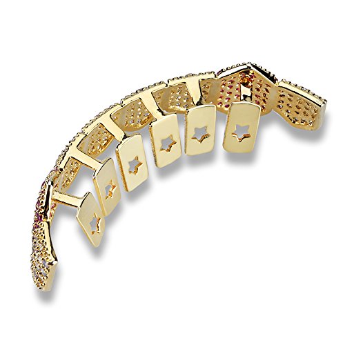JINAO Grillz Teeth Men - Grills for Your Teeth 8 Top & Bottom Set, 18K Gold-Plated Brass Dental Grills with Molding Bars, Unisex Hip-Hop Rapper Costume Accessory3