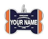 BRGiftShop Personalized Custom Name Football Team Chicago Dog Bone Shaped Metal Pet ID Tag with Cont