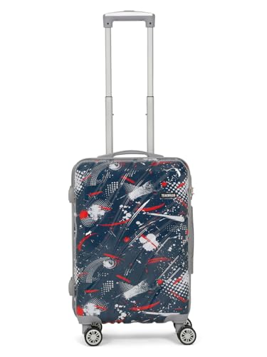 Image of Teakwood World Small 55 cm Cabin Size Trolley Bag Polycarbonate 360 Degree 8 Wheels Luggage Bag with TSA Lock, Adjustable Handle Trolley Bags for Travel, Suitcase for Travel | Spark Blue
