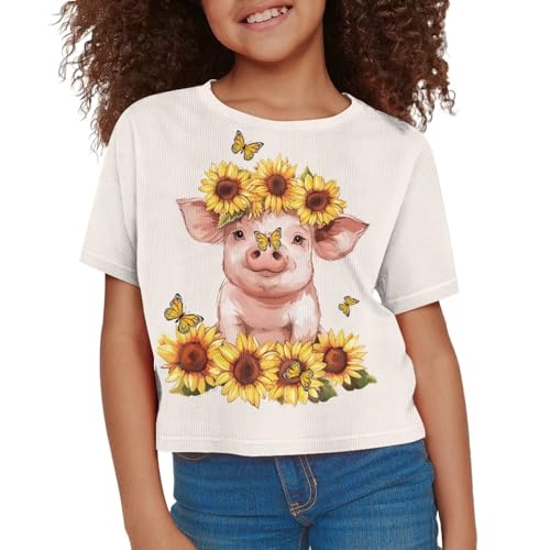 Image of Kids Crop Top Short Sleeve T-Shirts for Girls Size 5-14