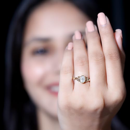 Certified Lab Grown Diamond 5X7mm Oval Engagement Ring, Ef-Vs Quality, Bezel Set Diamond Celtic Ring - Ready To Gift4