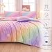 Rainbow Bedding Set Full Size – 6-Piece Reversible Girls Comforter with Deep-Pocket Sheet, Gradient Galaxy Design, Whole-Piece Filling, Machine Washable Bed-in-a-Bag for Kids Room Makeover & Gifts