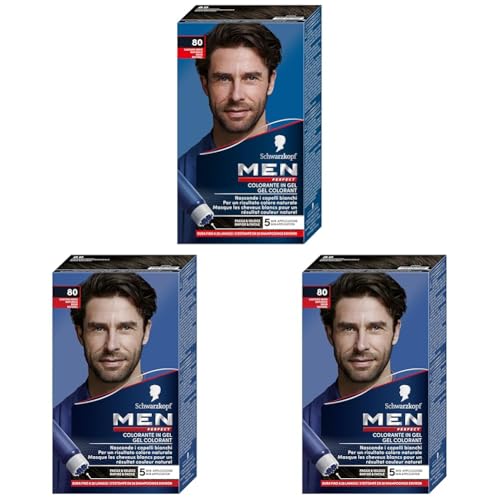 Gel colorant anti-cheveux blancs Men Perfect Schwarzkopf brun naturel 80 lot de 3
