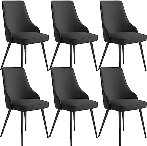 Juego de 6 sillas de comedor impermeables de piel sintética, elegantes sillas laterales amarillas con patas de metal para cocina y sala de estar, cómodos asientos de mostrador