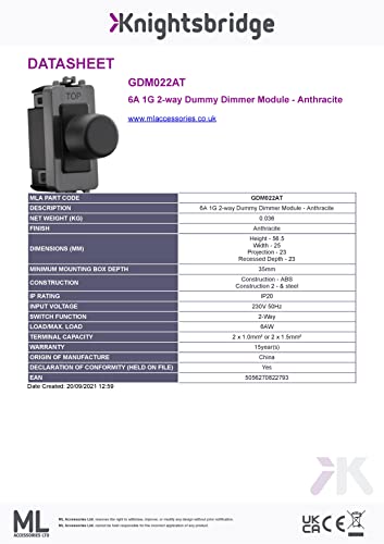 6A 1G 2-Way Dummy Dimmer Module - Anthracite - Image 2