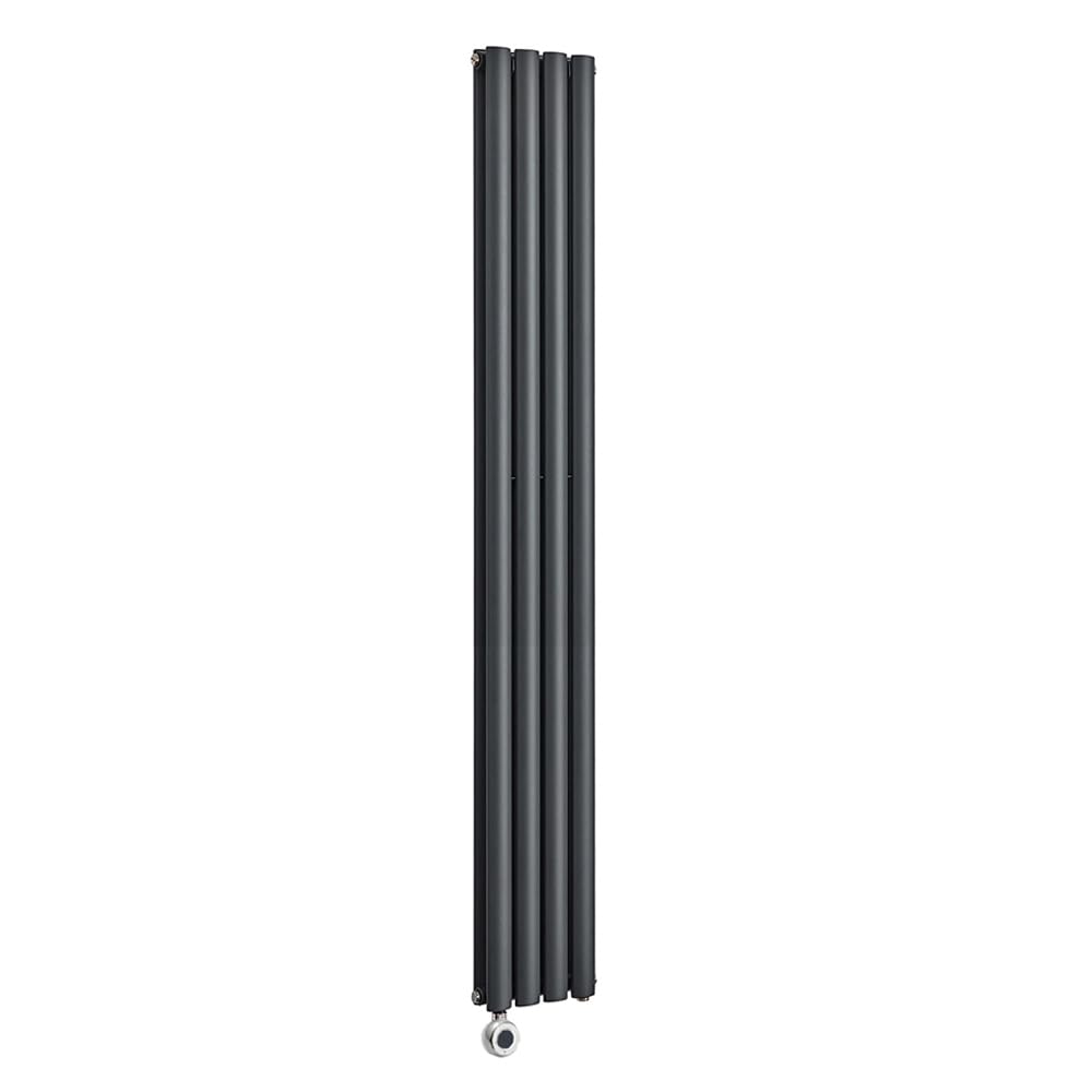 Milano Aruba 1000W Anthracite Vertical Double Oval Panel WiFi Electric Radiator - 1780mm x 236mm