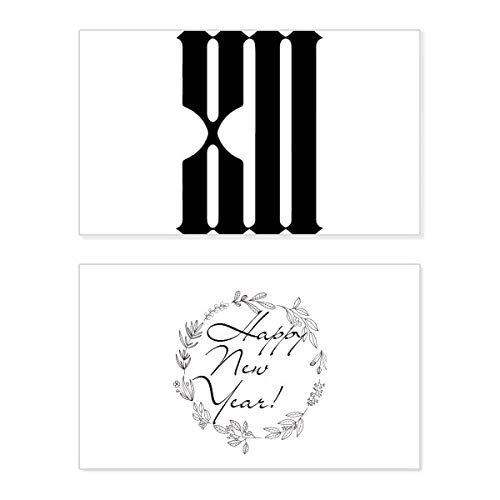 Tarjeta de felicitación conmemorativa de año nuevo con silueta de números romanos