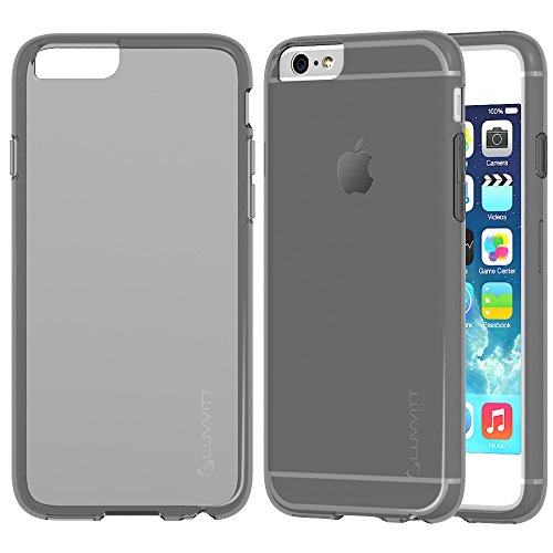 LUVVITT [Frost] Soft Slim Transparent TPU Rubber Case Flexible Shock Absorbing Cover designed for iPhone 6/6s Plus (5.5) Transparent Black