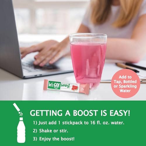 Image of Let'z Go Clean Energy Drink Mix - Natural Caffeine Packets, Vitamins C + D, Electrolytes, Sugar-Free, Zero Calories | Anytime Energy | 15 Count (Watermelon)