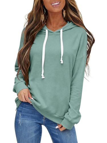 EasyGala Womens Casual Lightweight Hoodies Drawstring Long Sleeve Shirts Comfy Sweatshirt Loose Pullover Top Trendy Fall Clothes Winter Fashion Outfits 2026 Mint Green Medium