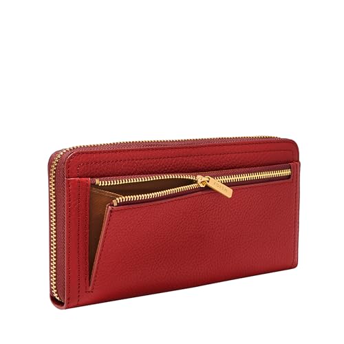 Image of Fossil Women's Logan Leather RFID-Blocking Zip Around Clutch Wallet with Wristlet Strap for Women