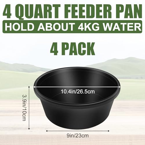 4pcs Rubber Feeder Pan, 4 Quart Durable Rubber Feed Pan, Resistant Horse Feed Bucket Rubber Bowl Horse Feeder, Suitable for Horses Goats Chicken Cats Dogs Dust Bath Container Animal Feeding