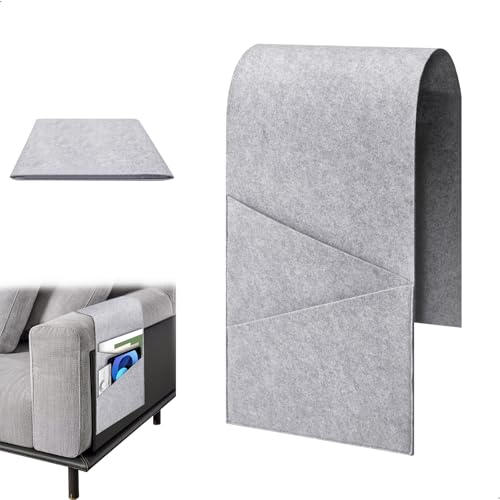 mongtsamz Bandeja Reposabrazos Sofa Dos Pisos,Reposabrazos Sofa Gris Claro,Organizador Mando a Distanciamaterial Fieltro para Cama Colgar y Guardar Diversos Objetos como Auriculare,Móvile