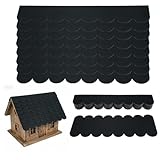 NZNSML 35 Stück Dachpappe Vogelhaus Selbstklebend Mini Dachschindeln Dachpappe Schindeln Dach für Vogelhaus Nistkasten Hasenstall Hundehütte Insektenhotel Briefkastendächer (Schwarz)