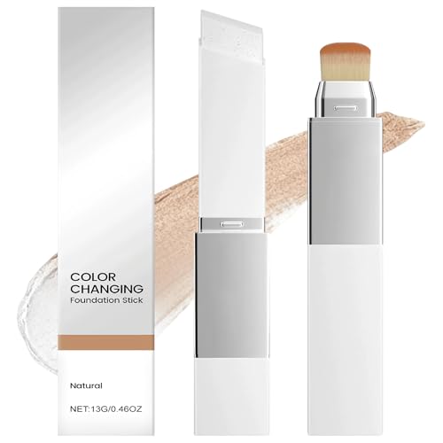 Fond de Teint Coréen,2 En 1 Fond de Teint Blanc Qui s'Adapte à Ta Peau avec Pinceau,Color Changing Foundation Stick,Concealer Stick Base Maquillage...