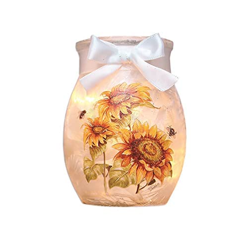Stony CreekFrosted Glass - 3" Lighted Vase - Sunflowers A